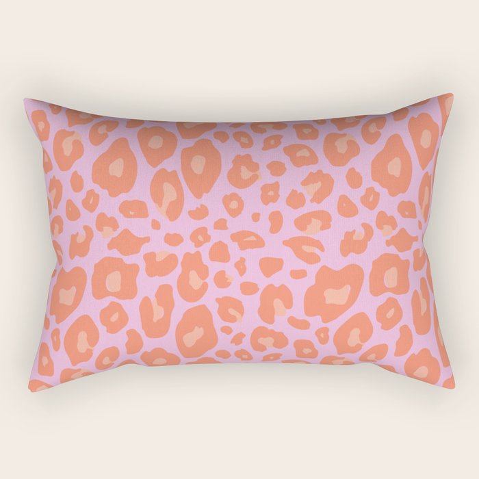 ultra bold leopard in pinks and oranges Rectangular Pillow Gallery Image 2