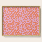 ultra bold leopard in pinks and oranges Serving Tray Gallery Image 1