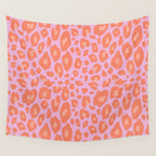 ultra bold leopard in pinks and oranges Wall Tapestry Gallery Image 4