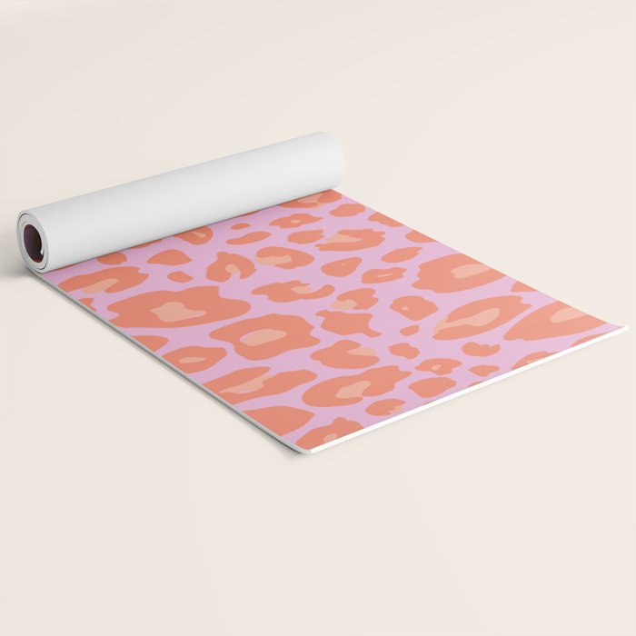 ultra bold leopard in pinks and oranges Yoga Mat Gallery Image 2