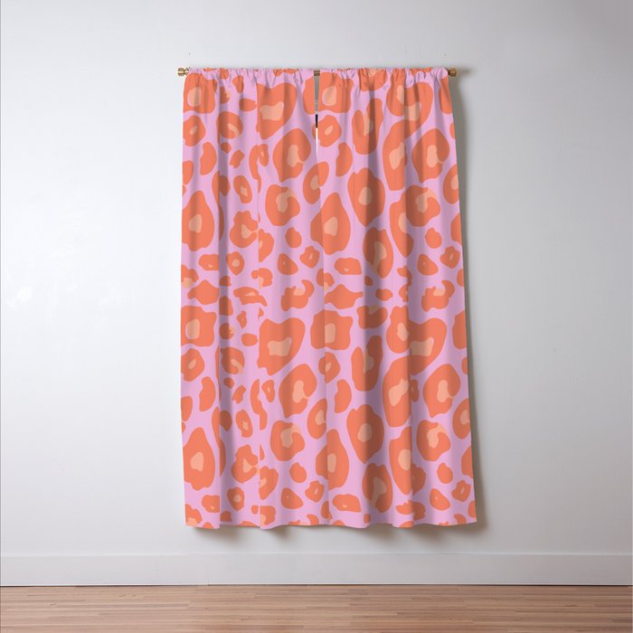 ultra bold leopard in pinks and oranges Window Curtain Gallery Image 3