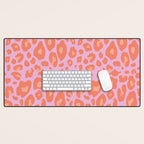 ultra bold leopard in pinks and oranges Desk Mat Gallery Image 1