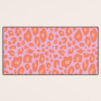 ultra bold leopard in pinks and oranges Desk Mat Gallery Image 3