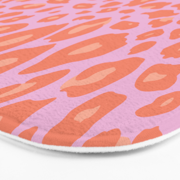 ultra bold leopard in pinks and oranges Bath Mat Gallery Image 3