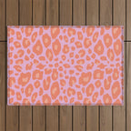 ultra bold leopard in pinks and oranges Outdoor Rug Gallery Image 1