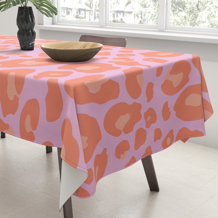 ultra bold leopard in pinks and oranges Tablecloth Gallery Image 3