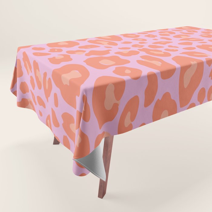 ultra bold leopard in pinks and oranges Tablecloth Gallery Image 1