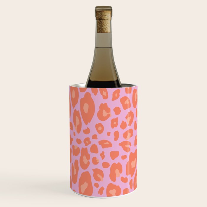 ultra bold leopard in pinks and oranges Wine Chiller Gallery Image 1