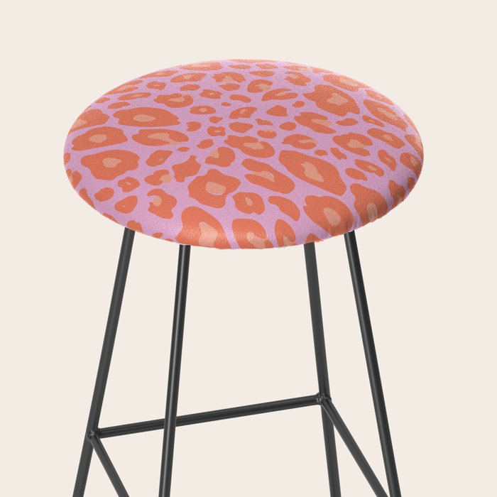 ultra bold leopard in pinks and oranges Stool Gallery Image 2
