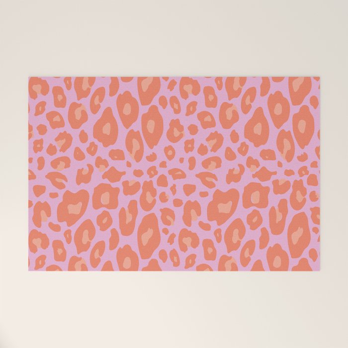 ultra bold leopard in pinks and oranges Welcome Mat Gallery Image 1