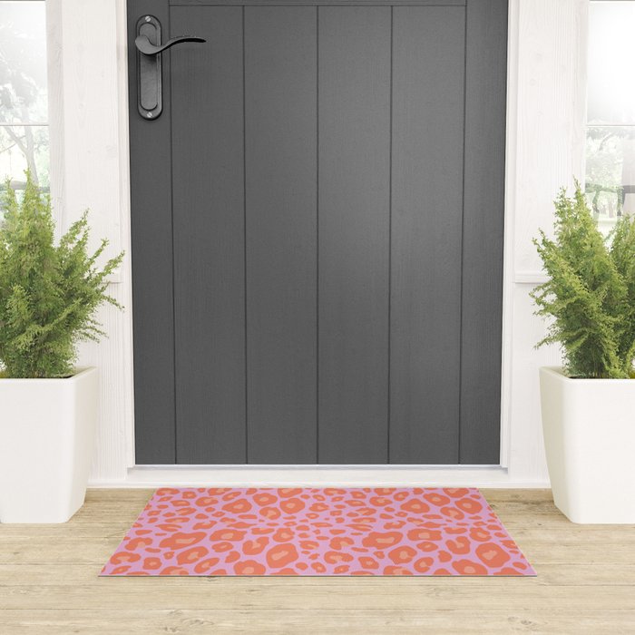ultra bold leopard in pinks and oranges Welcome Mat Gallery Image 3
