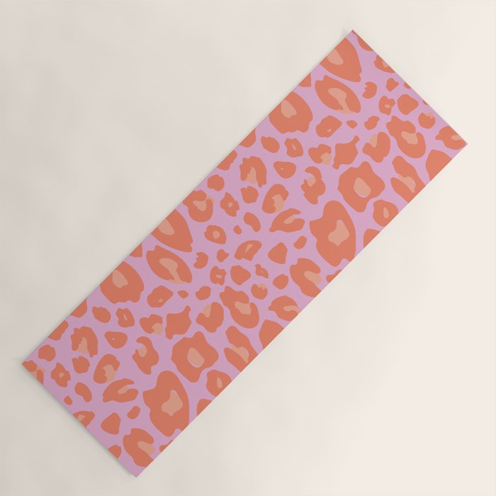 ultra bold leopard in pinks and oranges Yoga Mat Gallery Image 1