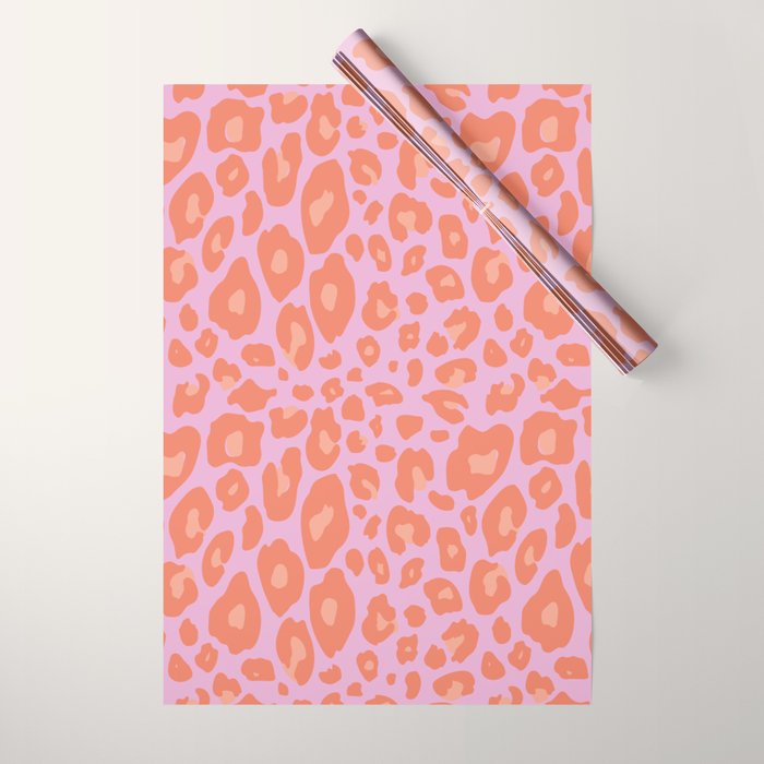 ultra bold leopard in pinks and oranges Wrapping Paper Gallery Image 1