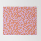 ultra bold leopard in pinks and oranges Throw Blanket Gallery Image 2