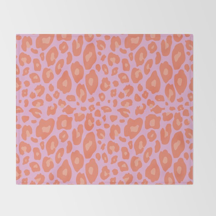 ultra bold leopard in pinks and oranges Throw Blanket Gallery Image 2