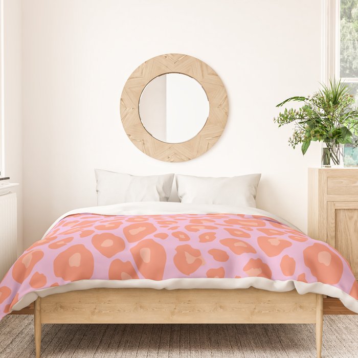 ultra bold leopard in pinks and oranges Duvet Cover Gallery Image 3
