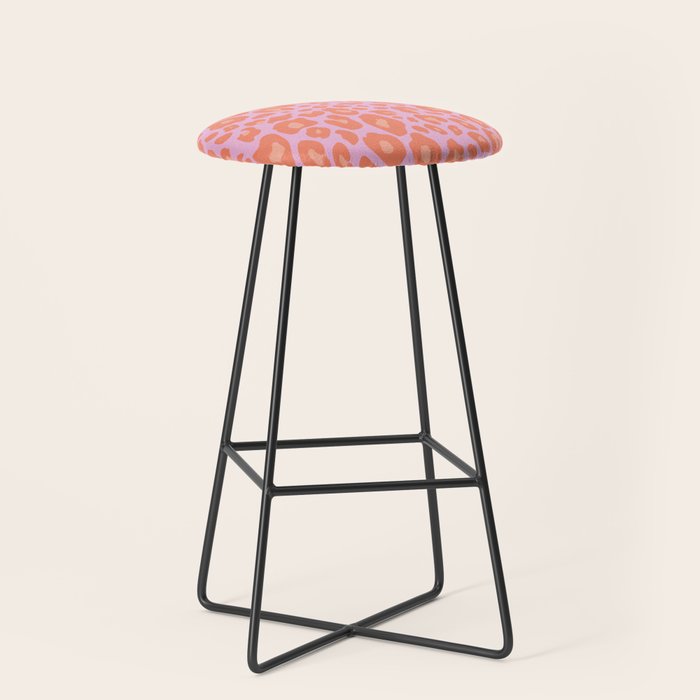 ultra bold leopard in pinks and oranges Stool Gallery Image 1