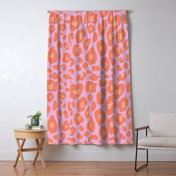 ultra bold leopard in pinks and oranges Window Curtain Gallery Image 1