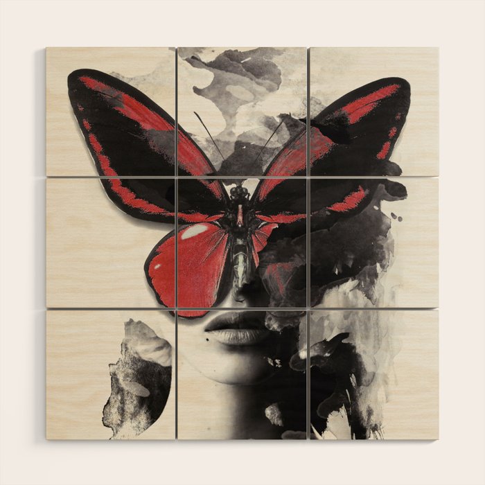 Red Butterfly Wood Wall Art Gallery Image 1