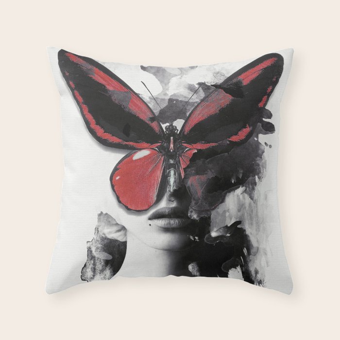 Red Butterfly Throw Pillow Gallery Image 6
