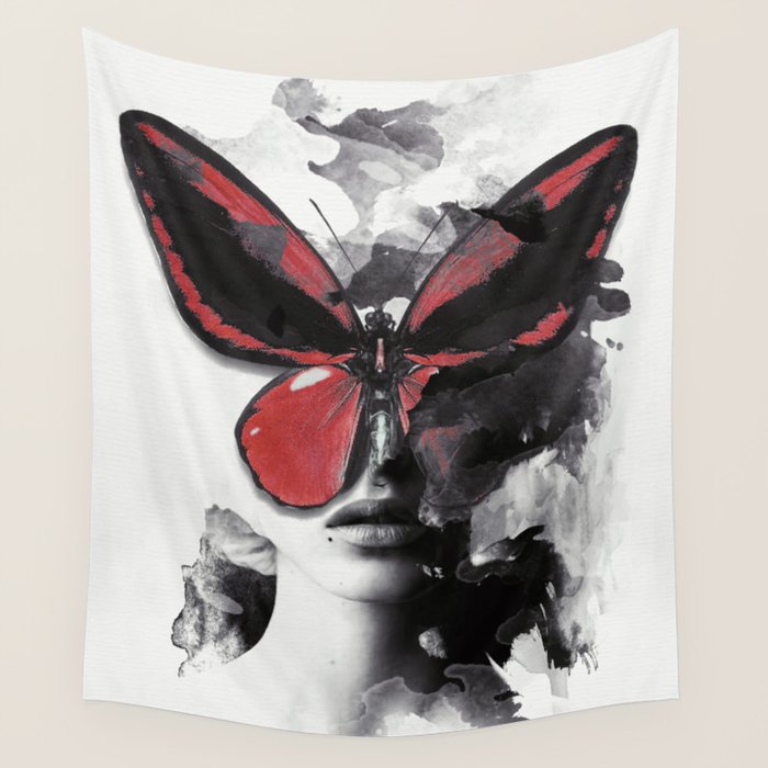 Red Butterfly Wall Tapestry Gallery Image 4