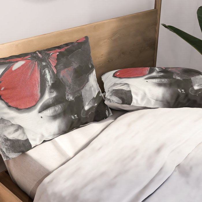 Red Butterfly Pillow Sham Gallery Image 2