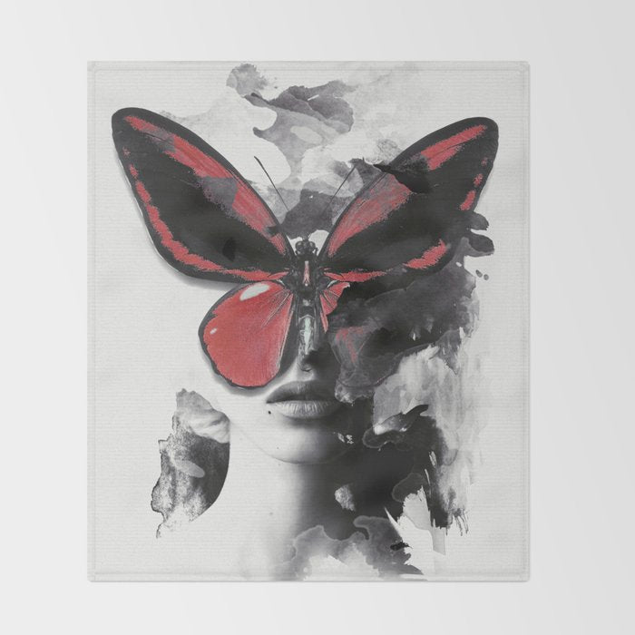 Red Butterfly Throw Blanket Gallery Image 2