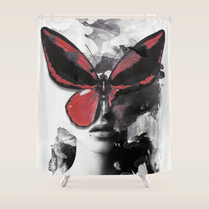Red Butterfly Shower Curtain Gallery Image 1
