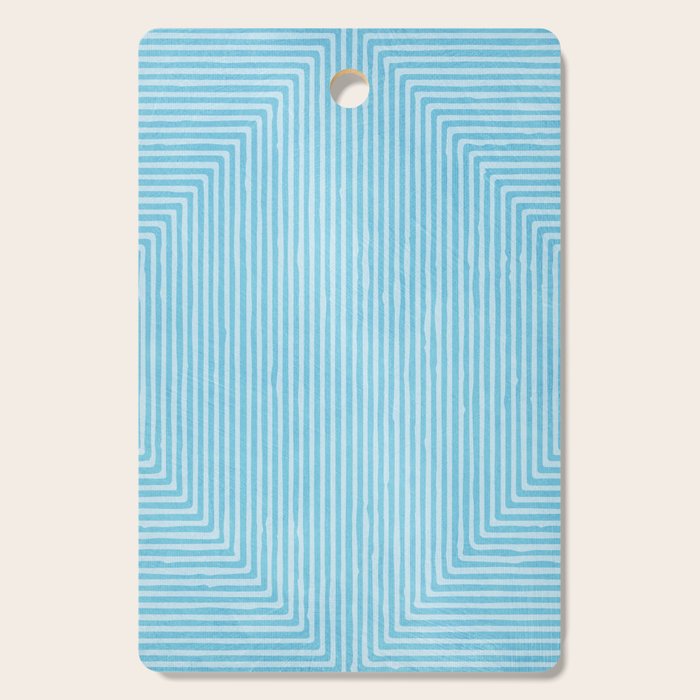 Light Blue White Lines Minimalist Drawing Artwork Cutting Board Gallery Image 1