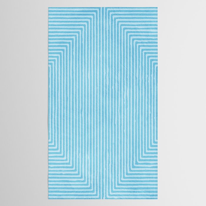 Light Blue White Lines Minimalist Drawing Artwork Tablecloth Gallery Image 2