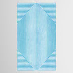 Light Blue White Lines Minimalist Drawing Artwork Tablecloth Gallery Image 2