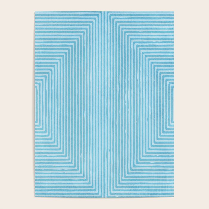 Light Blue White Lines Minimalist Drawing Artwork Poster Gallery Image 4