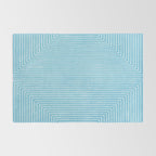 Light Blue White Lines Minimalist Drawing Artwork Rug Gallery Image 2
