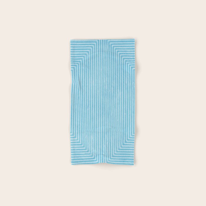 Light Blue White Lines Minimalist Drawing Artwork Bath Towel Gallery Image 1
