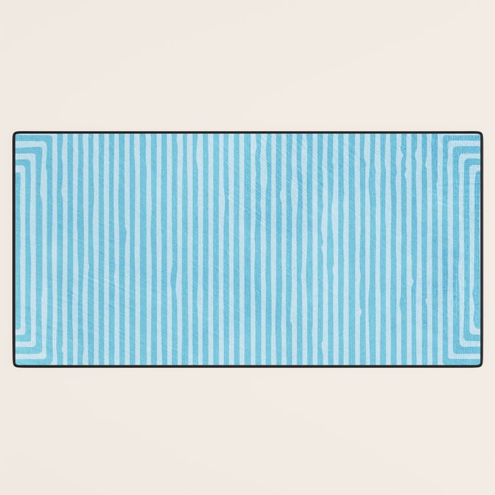 Light Blue White Lines Minimalist Drawing Artwork Desk Mat Gallery Image 3