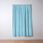 Light Blue White Lines Minimalist Drawing Artwork Window Curtain Gallery Image 3