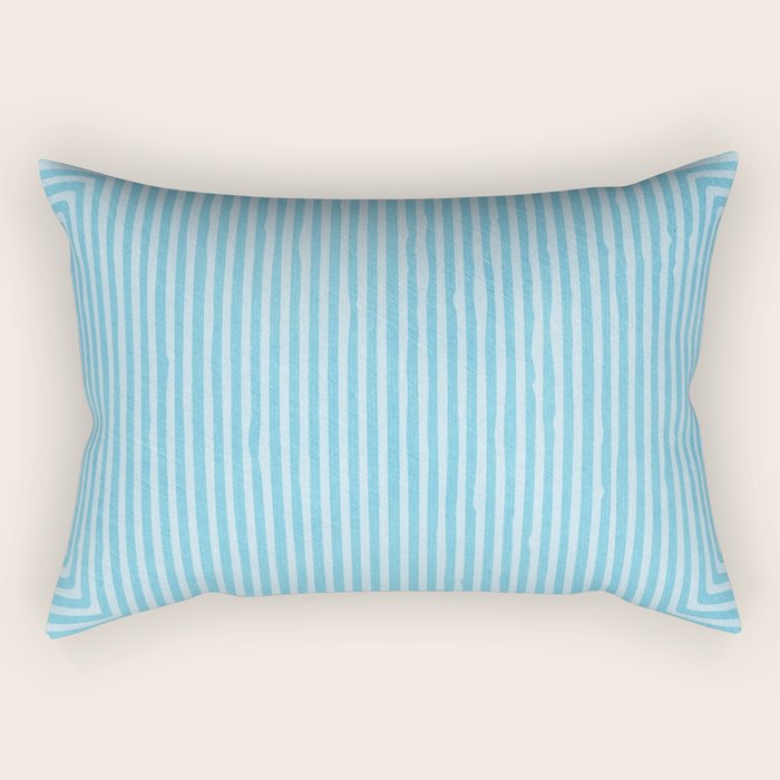 Light Blue White Lines Minimalist Drawing Artwork Rectangular Pillow Gallery Image 1