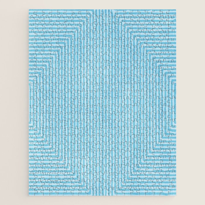 Light Blue White Lines Minimalist Drawing Artwork Jigsaw Puzzle Gallery Image 1
