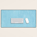 Light Blue White Lines Minimalist Drawing Artwork Desk Mat Gallery Image 1