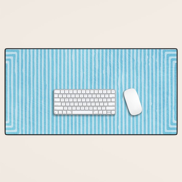 Light Blue White Lines Minimalist Drawing Artwork Desk Mat Gallery Image 1