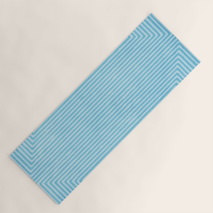 Light Blue White Lines Minimalist Drawing Artwork Yoga Mat Gallery Image 1