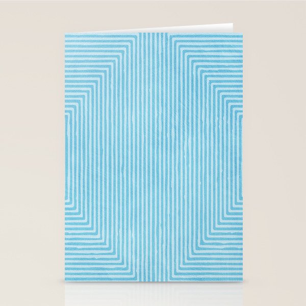 Light Blue White Lines Minimalist Drawing Artwork Stationery Card Gallery Image 1