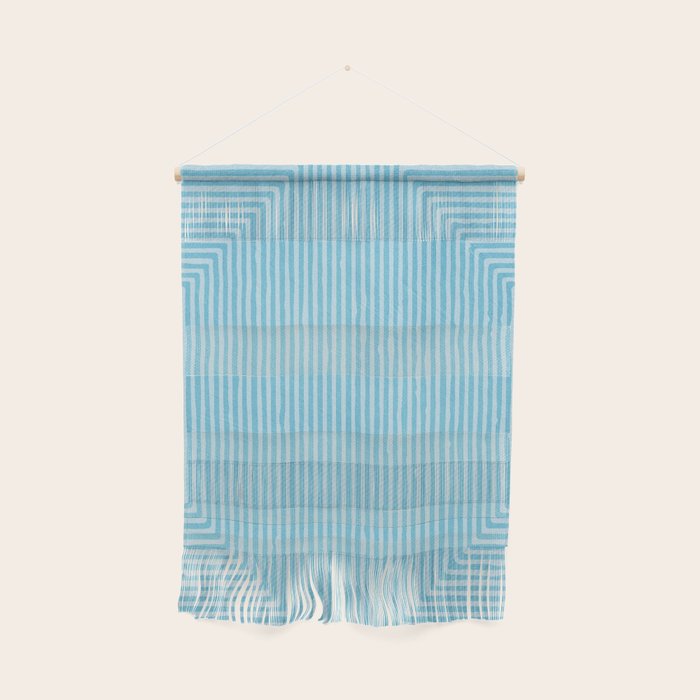 Light Blue White Lines Minimalist Drawing Artwork Wall Hanging Gallery Image 1