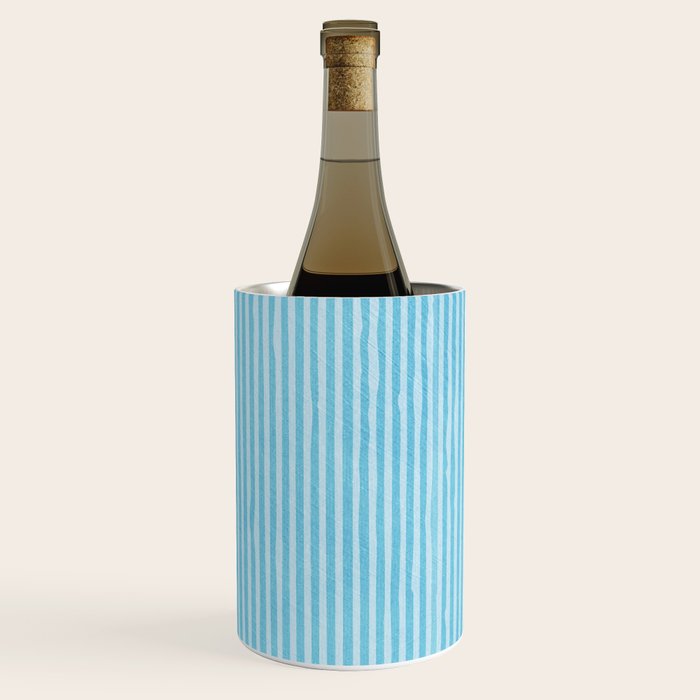 Light Blue White Lines Minimalist Drawing Artwork Wine Chiller Gallery Image 1