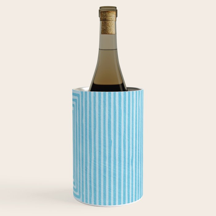 Light Blue White Lines Minimalist Drawing Artwork Wine Chiller Gallery Image 2