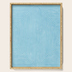 Light Blue White Lines Minimalist Drawing Artwork Serving Tray Gallery Image 1