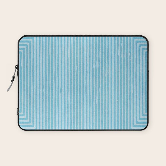 Light Blue White Lines Minimalist Drawing Artwork Laptop Sleeve Gallery Image 1