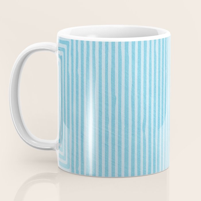 Light Blue White Lines Minimalist Drawing Artwork Coffee Mug Gallery Image 3