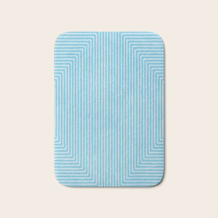 Light Blue White Lines Minimalist Drawing Artwork Bath Mat Gallery Image 1