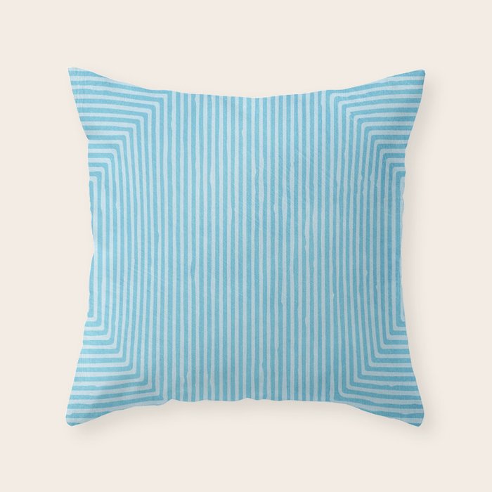 Light Blue White Lines Minimalist Drawing Artwork Throw Pillow Gallery Image 1